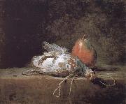 Jean Baptiste Simeon Chardin Gray partridge and a pear France oil painting artist